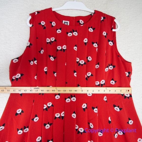 New! Anne Klein Plus Size‎ Chatterly Rose Printed Fit Flare Dress Red, 18W